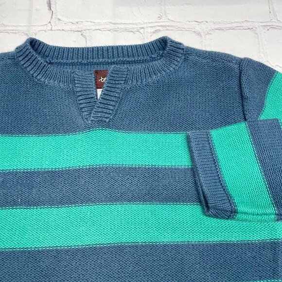 Tea Collection Kids XS 2-3 Eden Gardens Sweater Parrot Green Striped Pima Cotton - Picture 2 of 7